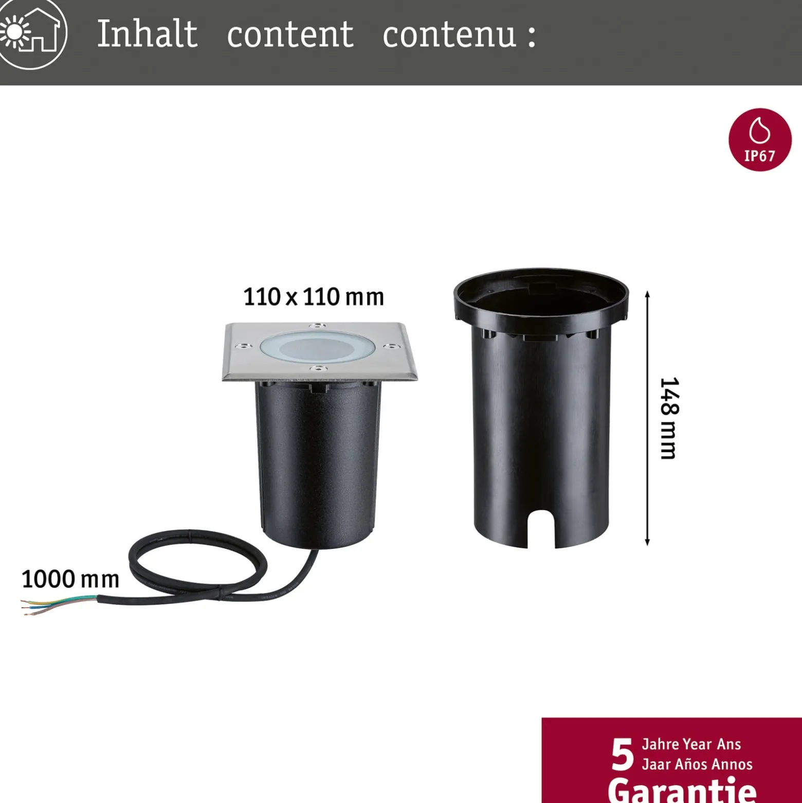 Paulmann LED upotettu lattiavalaisin Lattia, kulmikas, RGBW, zigbee