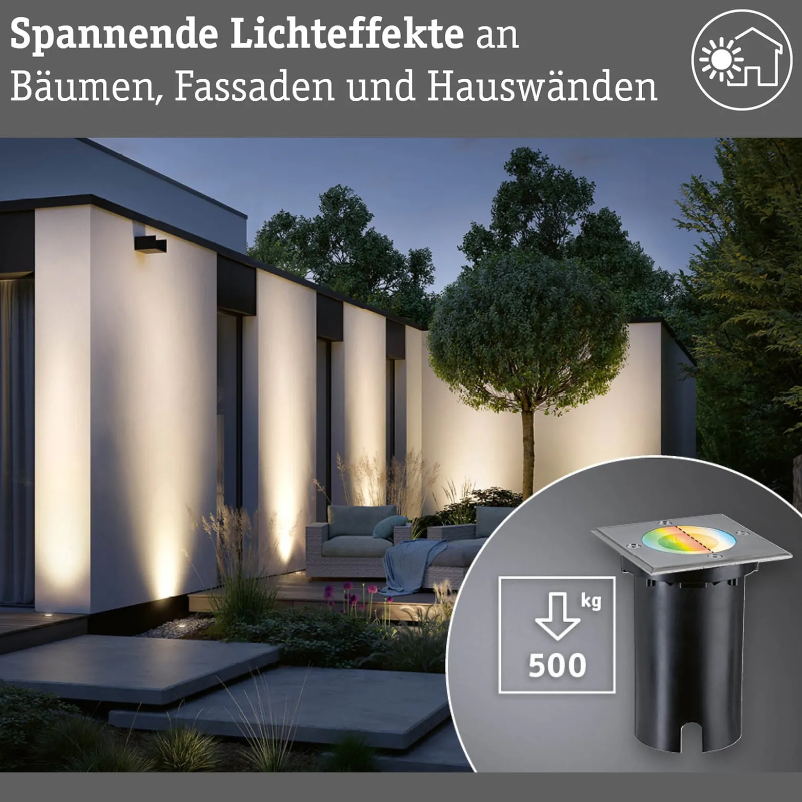 Paulmann LED upotettu lattiavalaisin Lattia, kulmikas, RGBW, zigbee