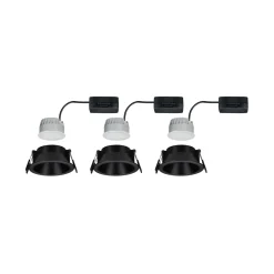 Paulmann LED-uppovalo Cole Coin musta Ø9cm IP44 himmennettävä 3 kpl