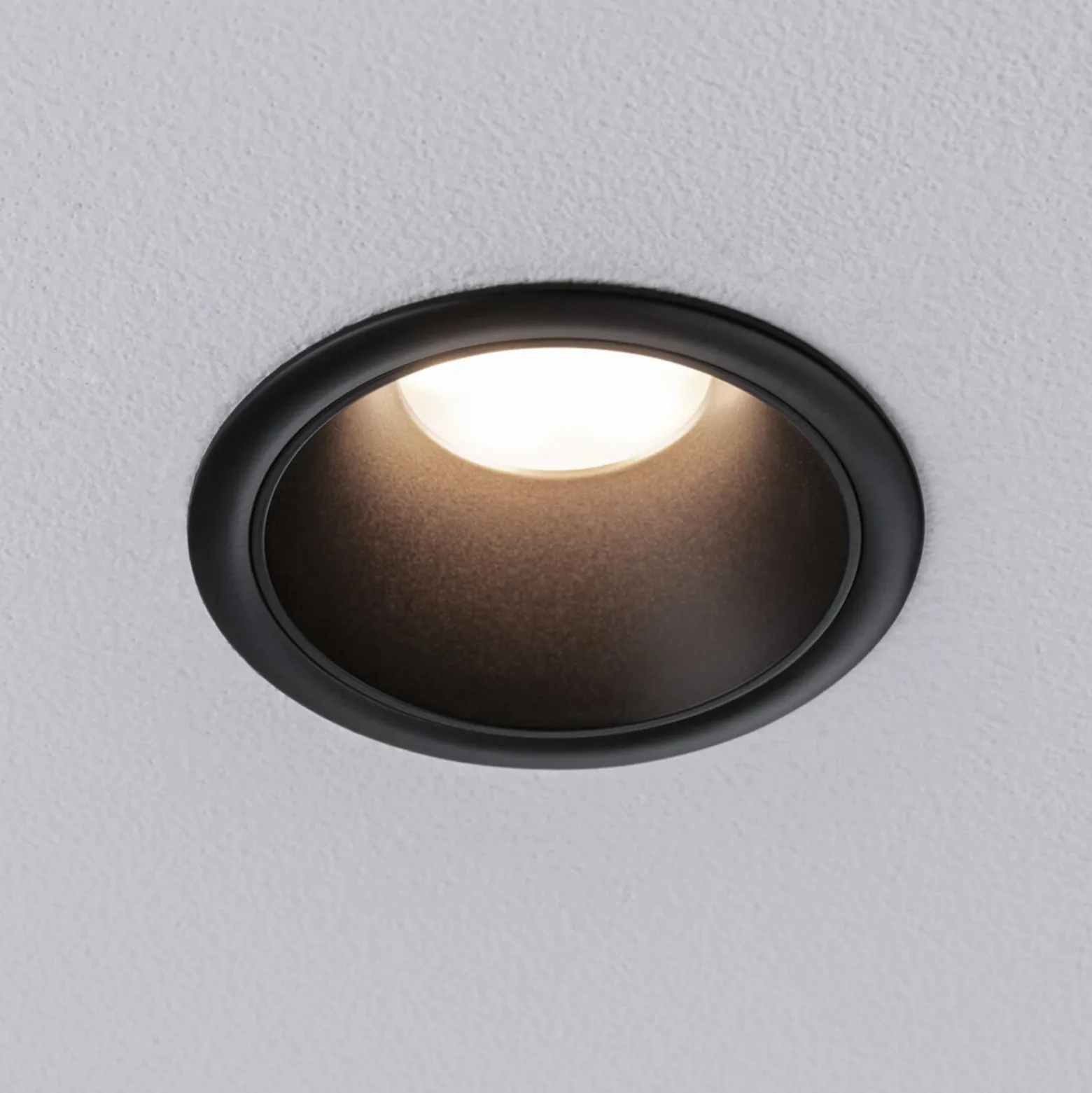 Paulmann LED-uppovalo Cole Coin musta Ø9cm IP44 himmennettävä 3 kpl