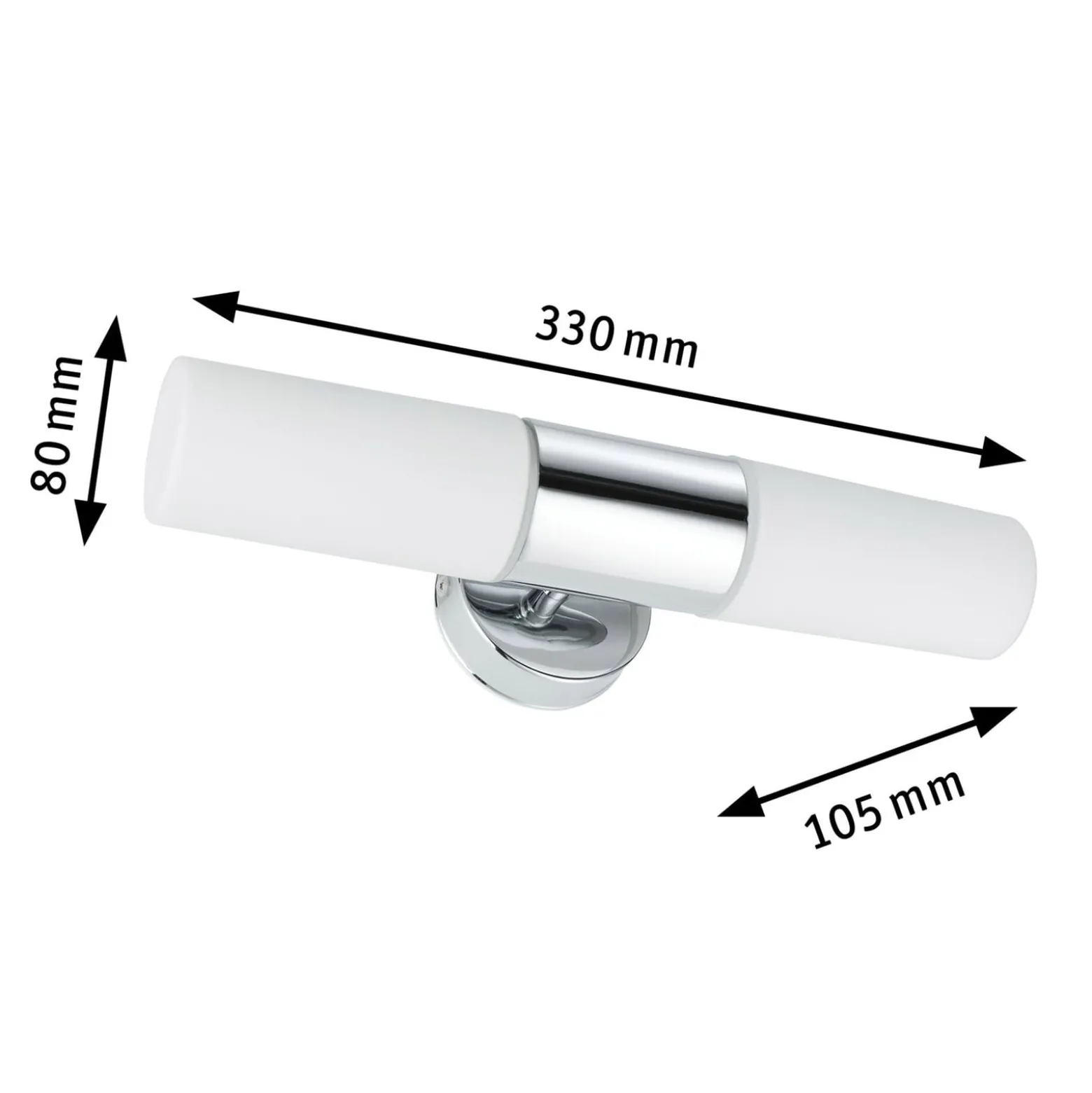 Paulmann Lenia -seinälamppu IP44 kromi/opaali, 2x