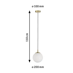 Paulmann Menja-riippuvalo, valkoinen satiinipinnoitettu/messinki, Ø 20 cm, IP44