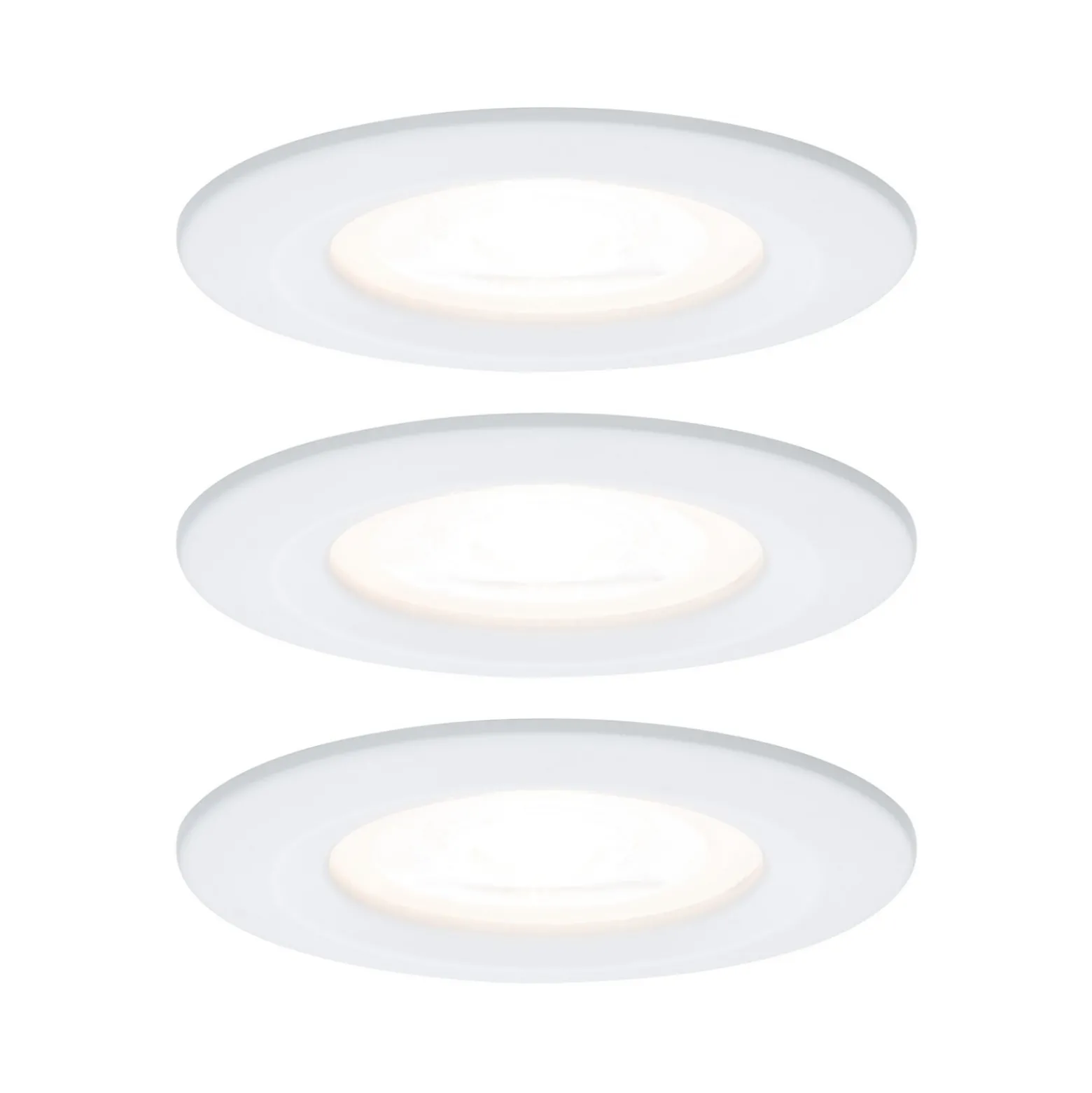 Paulmann Nova -uppovalaisin, valkoinen Ø 8 cm GU10-LED IP44 3 kpl:n sarja