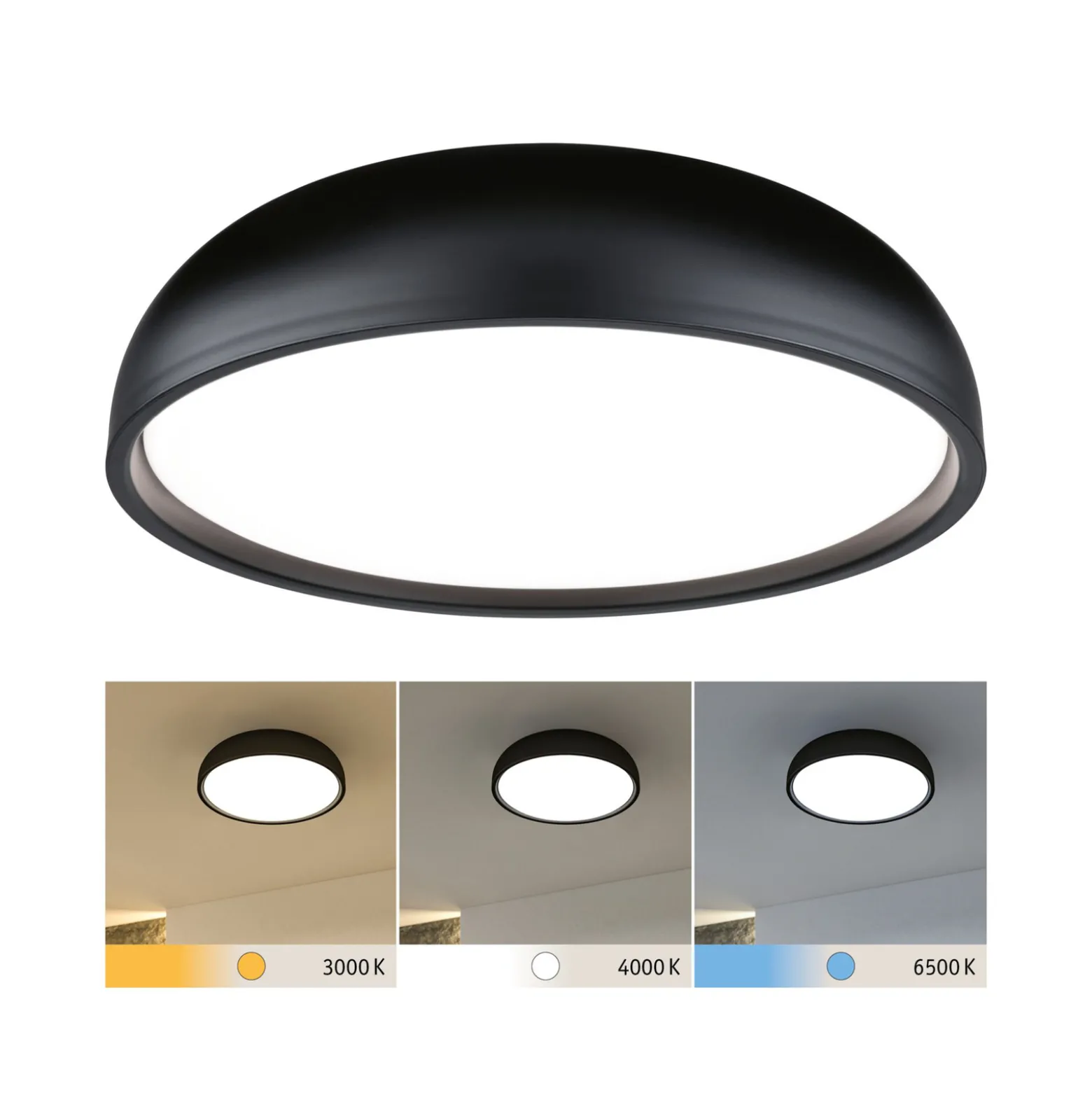 Paulmann Oka LED-kattovalaisin IP44 CCT musta