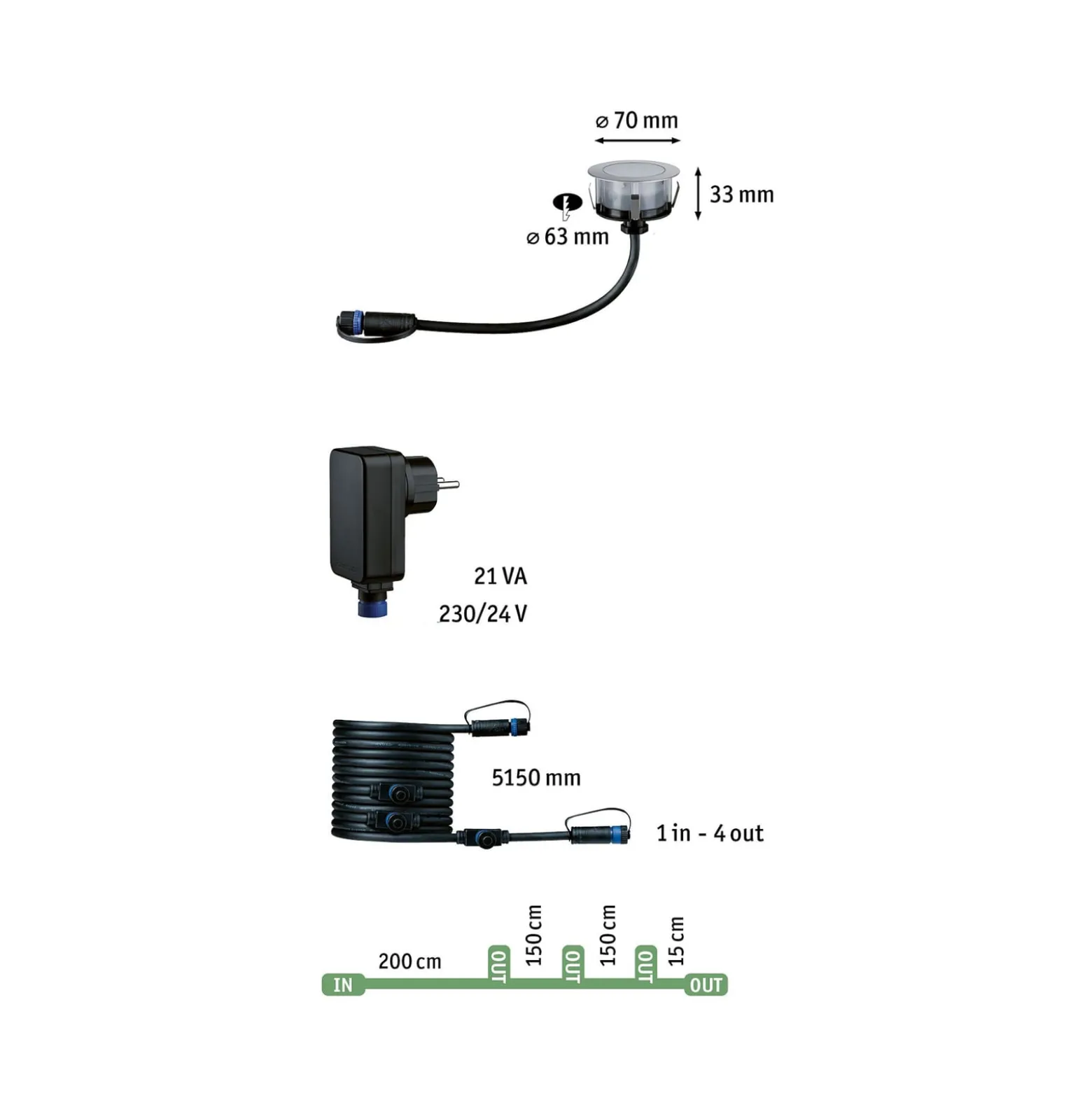 Paulmann Plug & Shine Upotettava valonheitin Floor 3 RGBW ZigBee
