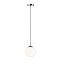 Paulmann riippuvalo Globe, valkoinen satiini/kromi Ø 20 cm IP44