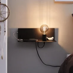Paulmann seinälamppu Devara, musta 40 cm E27 USB-portti