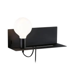 Paulmann seinälamppu Devara, musta 40 cm E27 USB-portti