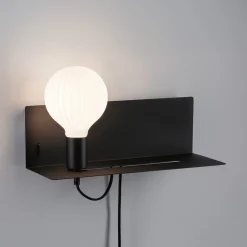 Paulmann seinälamppu Devara, musta 40 cm E27 USB-portti
