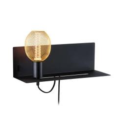 Paulmann seinälamppu Devara, musta 40 cm E27 USB-portti