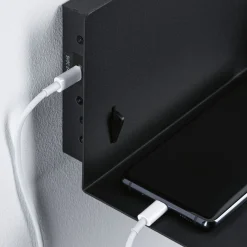 Paulmann seinälamppu Devara, musta 40 cm E27 USB-portti