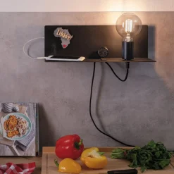 Paulmann seinälamppu Devara, musta 40 cm E27 USB-portti