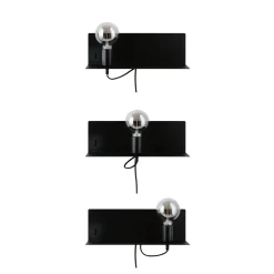Paulmann seinälamppu Devara, musta 40 cm E27 USB-portti