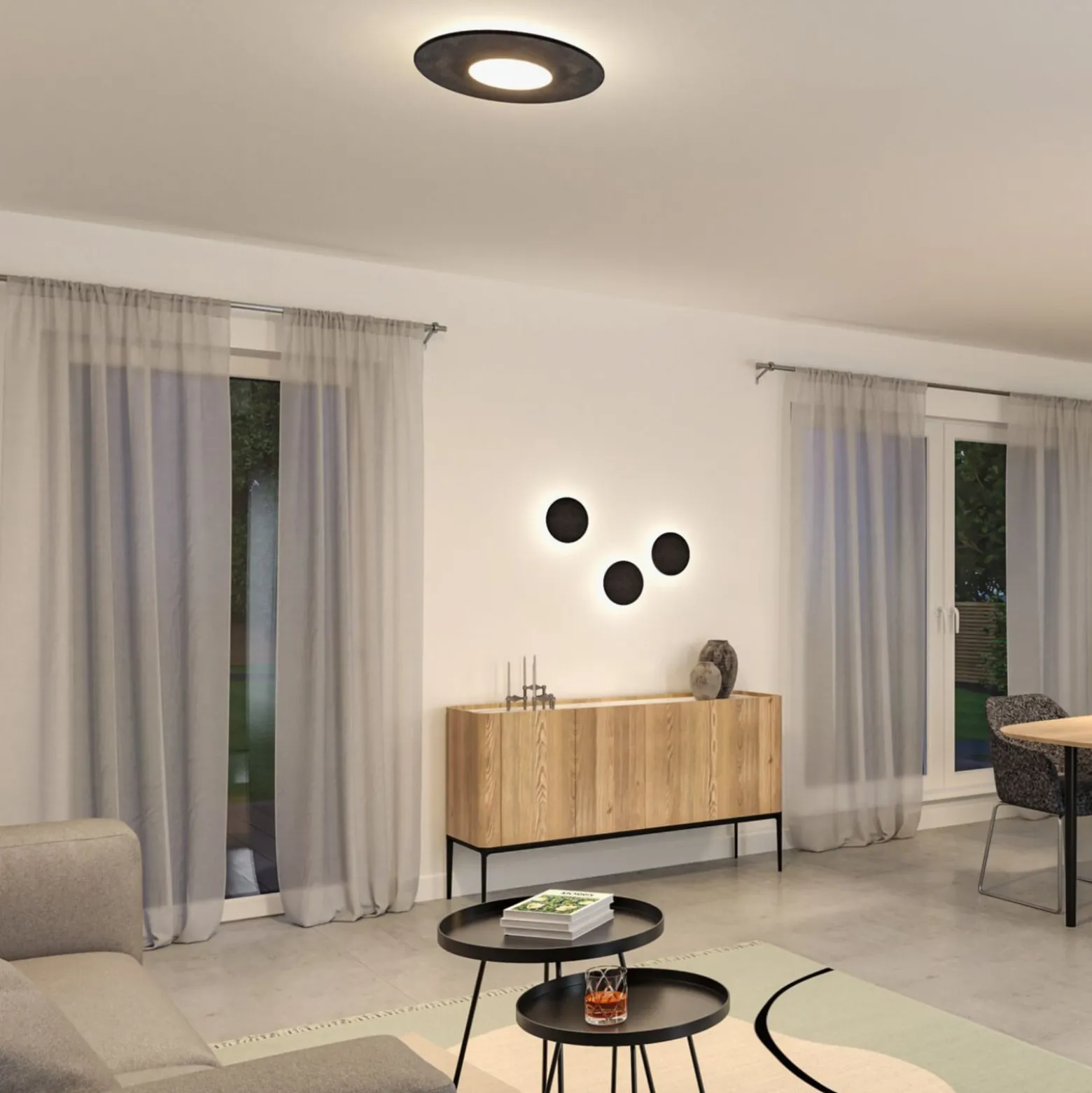 Paulmann Smart LED-kattovalaisin Tulga, antrasiitti Ø 45 cm huopa