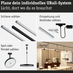 Paulmann URail Hildor -LED-spotti musta, 3 000 K