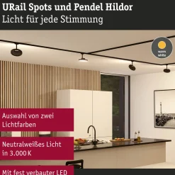 Paulmann URail Hildor -LED-spotti musta, 3 000 K