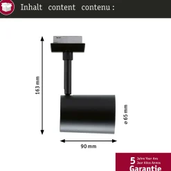Paulmann URail-kiskospot Luxe, musta mattapintainen, GU10