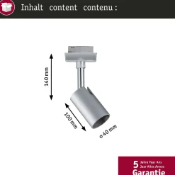 Paulmann URail-kiskospot Pure I, mattakromi, GU10, metalli