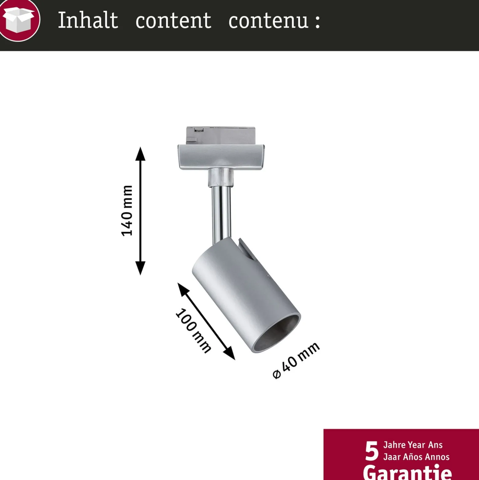 Paulmann URail-kiskospot Pure I, mattakromi, GU10, metalli