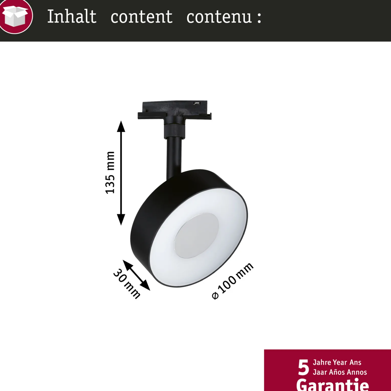 Paulmann URail LED-kohdevalaisin Circle, mattamusta, CCT, himmennettävä