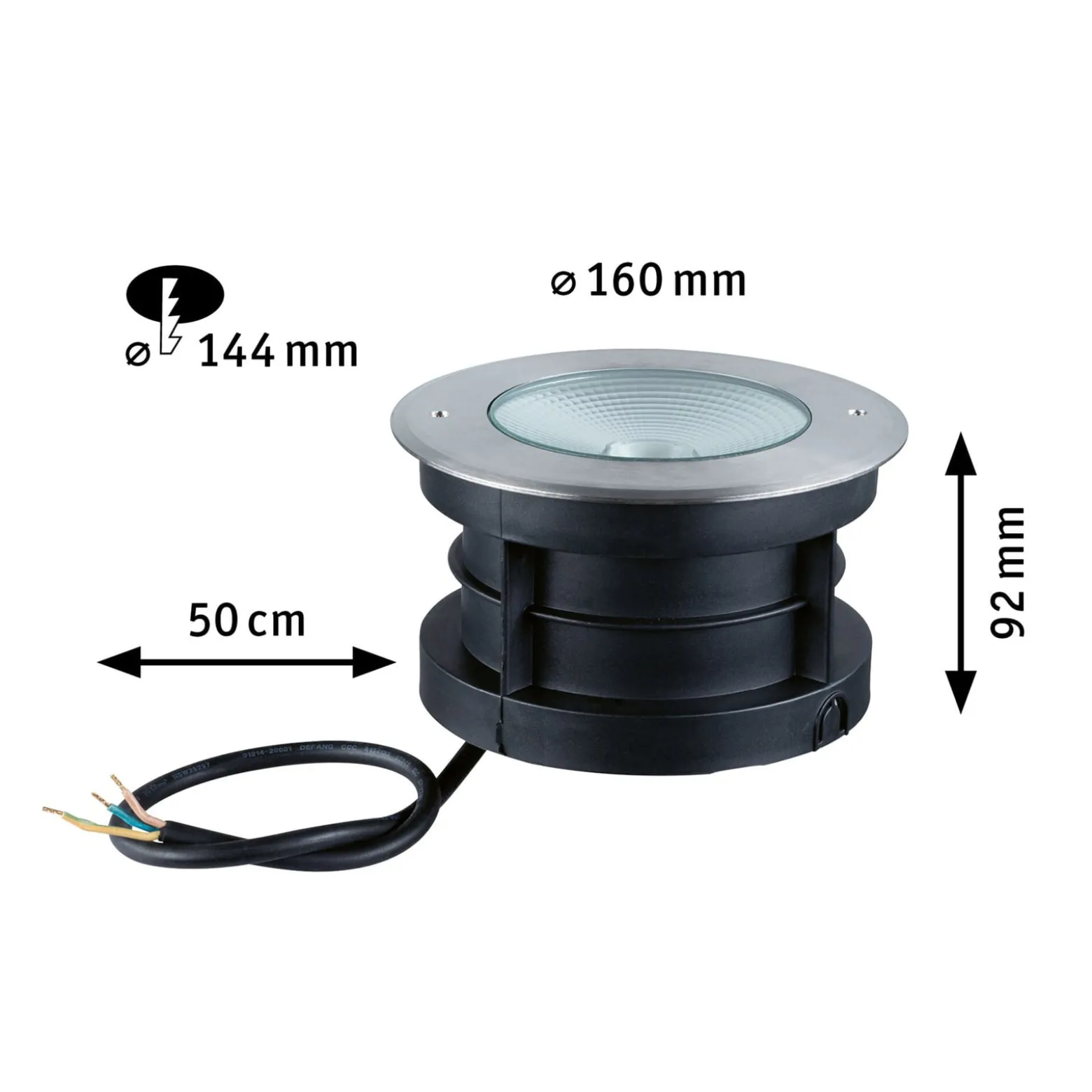 Paulmann Vanea LED lattiavalaisin IP67, Ø 16cm