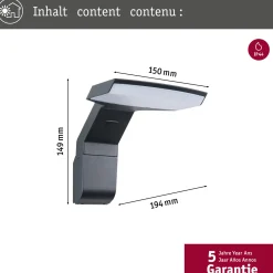 Paulmann Zenera LED-ulkoseinälamppu, 2 200 K, antrasiitti IP44