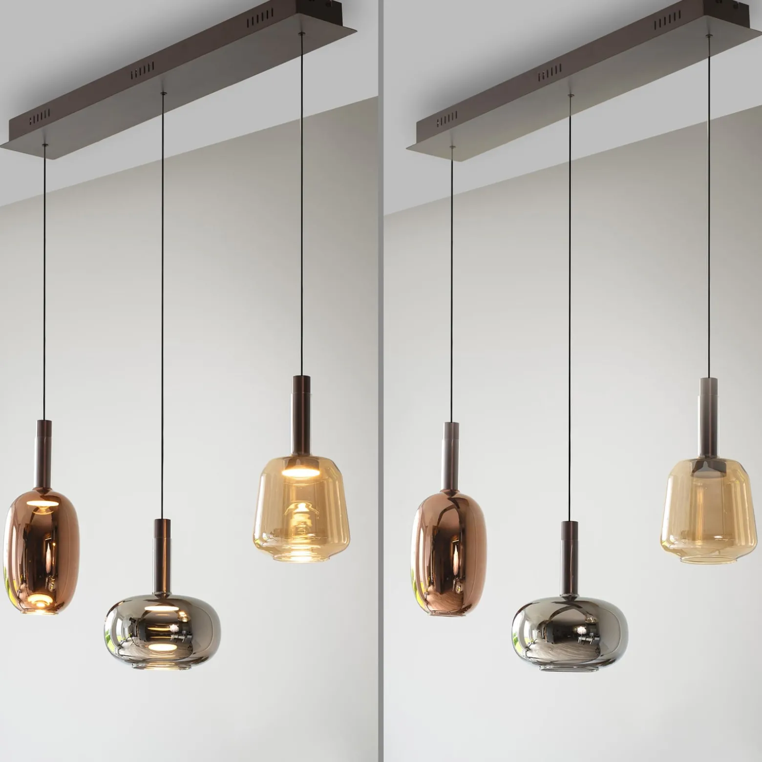 Paul Neuhaus, Irides LED-riippuvalaisin, pituus 90 cm, värillinen, lasi