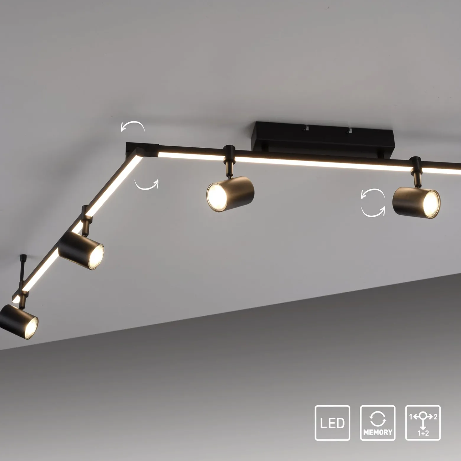 Paul Neuhaus LED-kattovalaisin Barik, 188 cm, säädettävä