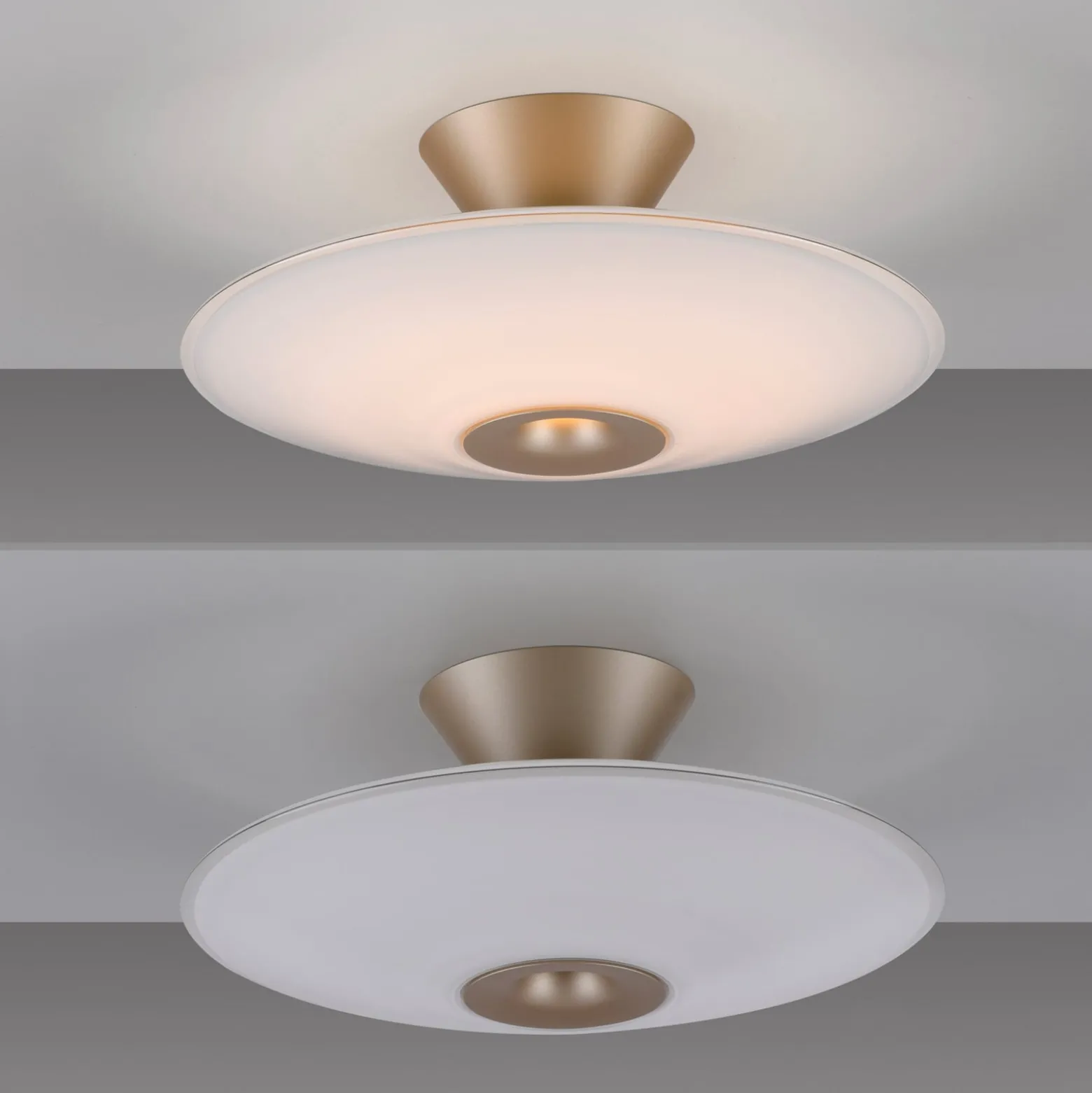 Paul Neuhaus LED-kattovalaisin Elipsa, valkoinen/pronssi, Ø 35 cm