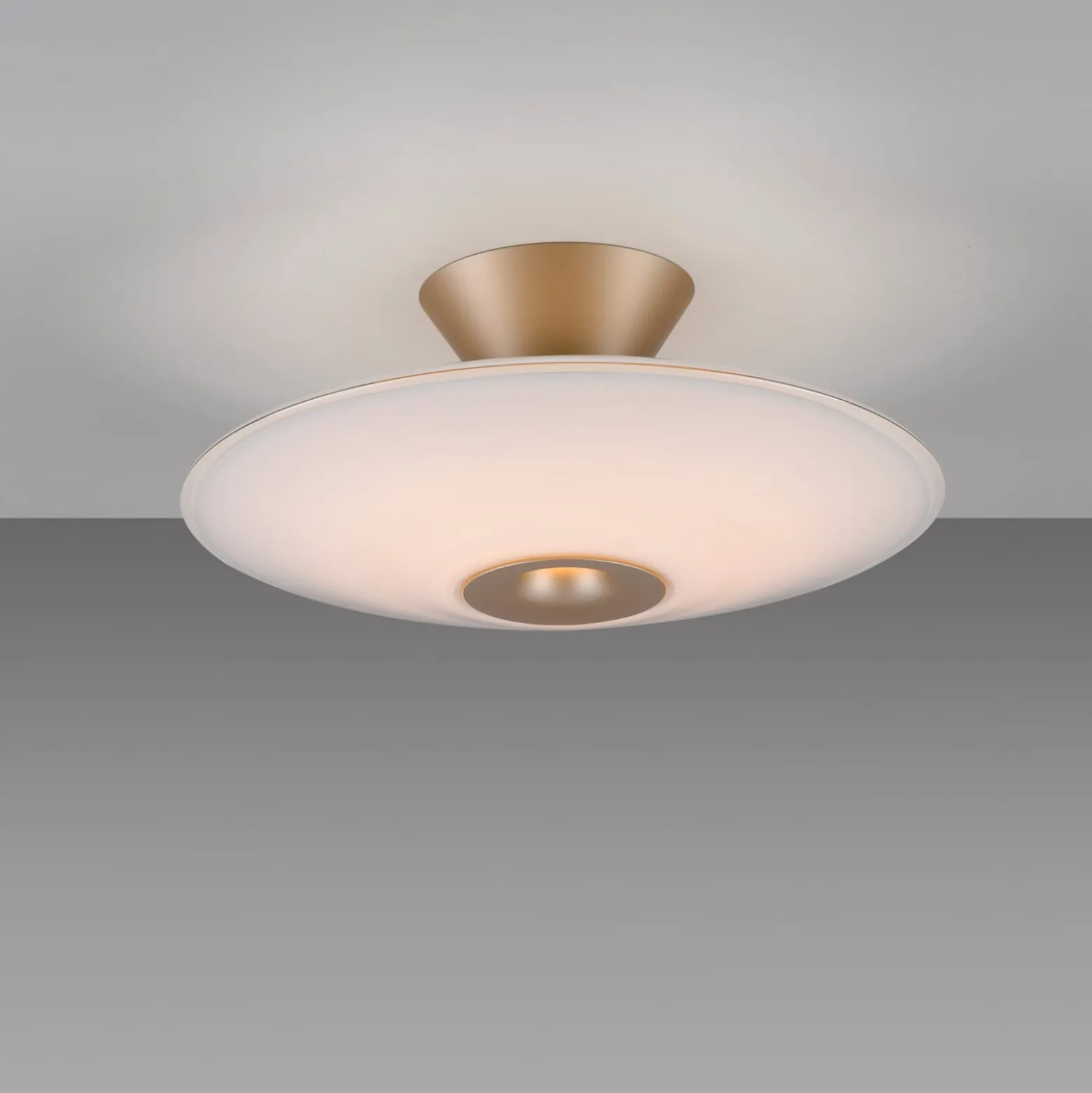 Paul Neuhaus LED-kattovalaisin Elipsa, valkoinen/pronssi, Ø 35 cm