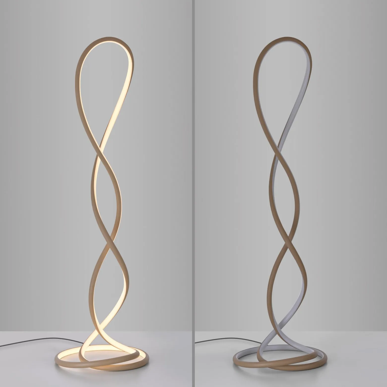 Paul Neuhaus LED-lattiavalo Twist, hiekanvärinen, korkeus 143 cm