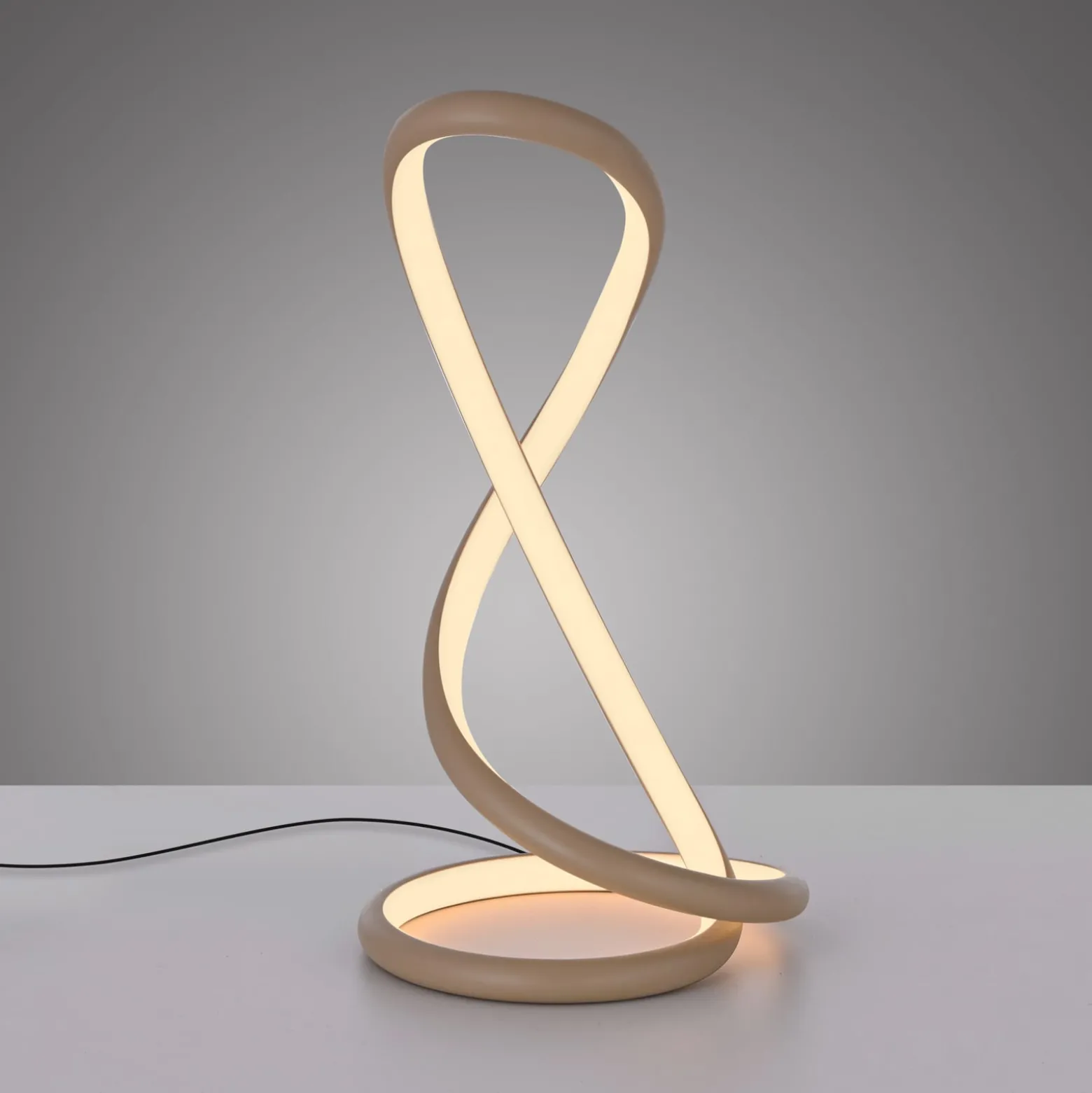 Paul Neuhaus LED-pöytälamppu Twist, hiekanvärinen, korkeus 42 cm