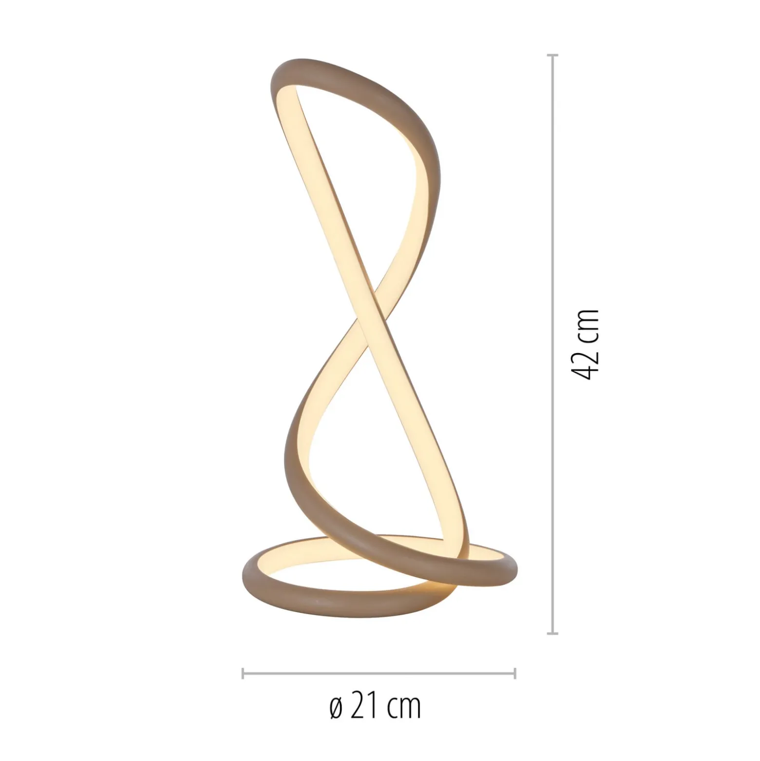 Paul Neuhaus LED-pöytälamppu Twist, hiekanvärinen, korkeus 42 cm