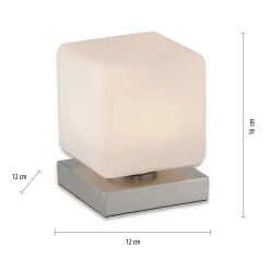 Paul Neuhaus LED-pöytävalaisin Dadoa, teräs, lasi, himmennettävä