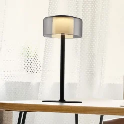 Paul Neuhaus LED-pöytävalaisin Rika, lasia, 33 cm korkea, himmennettävä