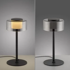 Paul Neuhaus LED-pöytävalaisin Rika, lasia, 33 cm korkea, himmennettävä
