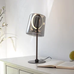 Paul Neuhaus LED-pöytävalaisin Zula, savunharmaa, korkeus 42 cm