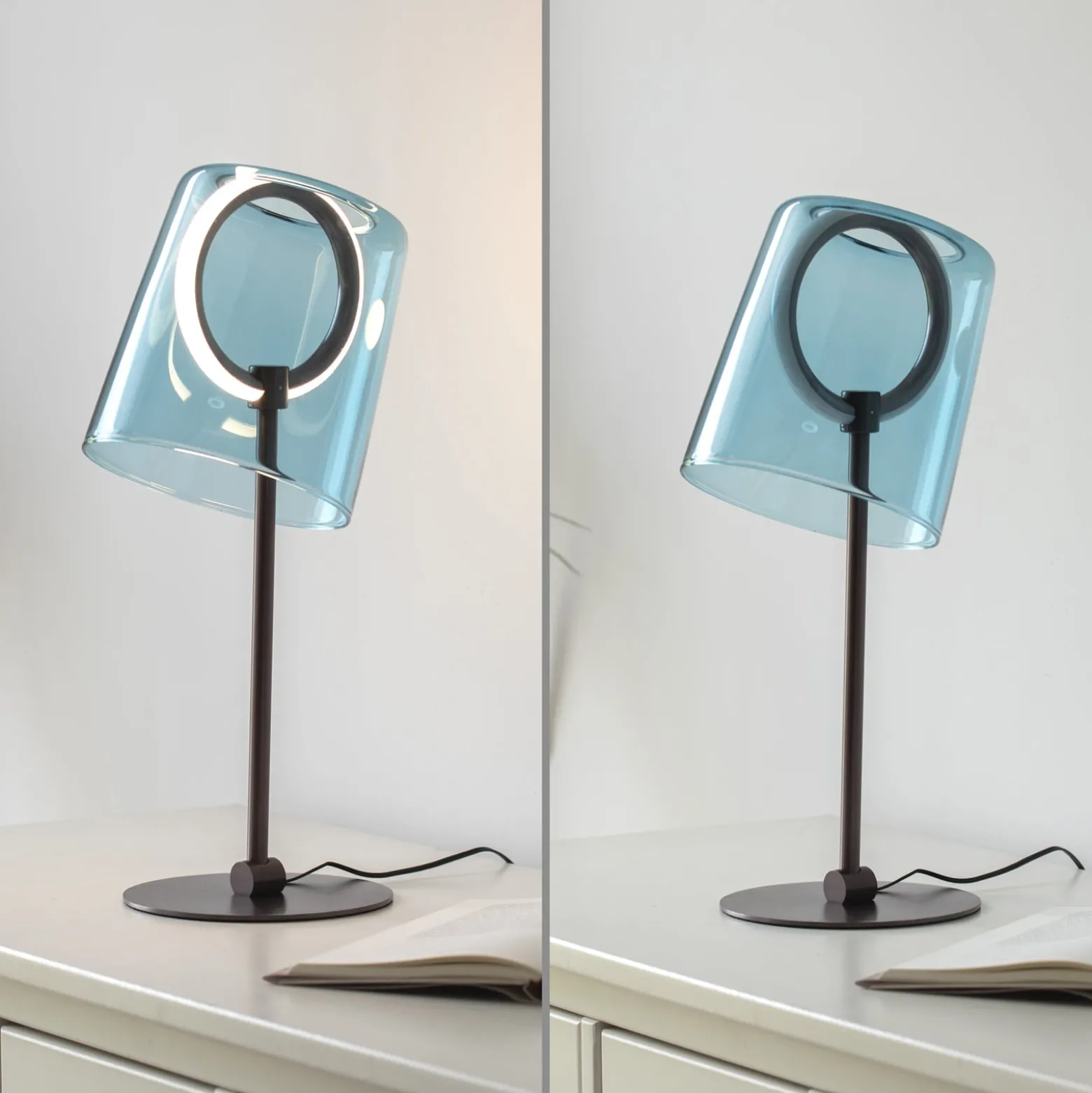 Paul Neuhaus LED-pöytävalaisin Zula, sininen, korkeus 42 cm
