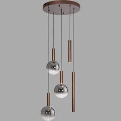 Paul Neuhaus LED-riippuvalaisin Bowl, Ø 54 cm, ruskea/harmaa