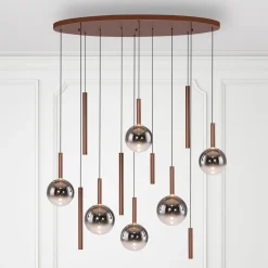 Paul Neuhaus LED-riippuvalaisin Bowl, Ø 120 cm, ruskea/harmaa