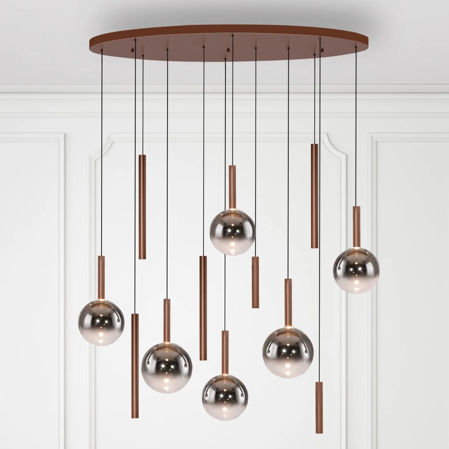 Paul Neuhaus LED-riippuvalaisin Bowl, Ø 120 cm, ruskea/harmaa