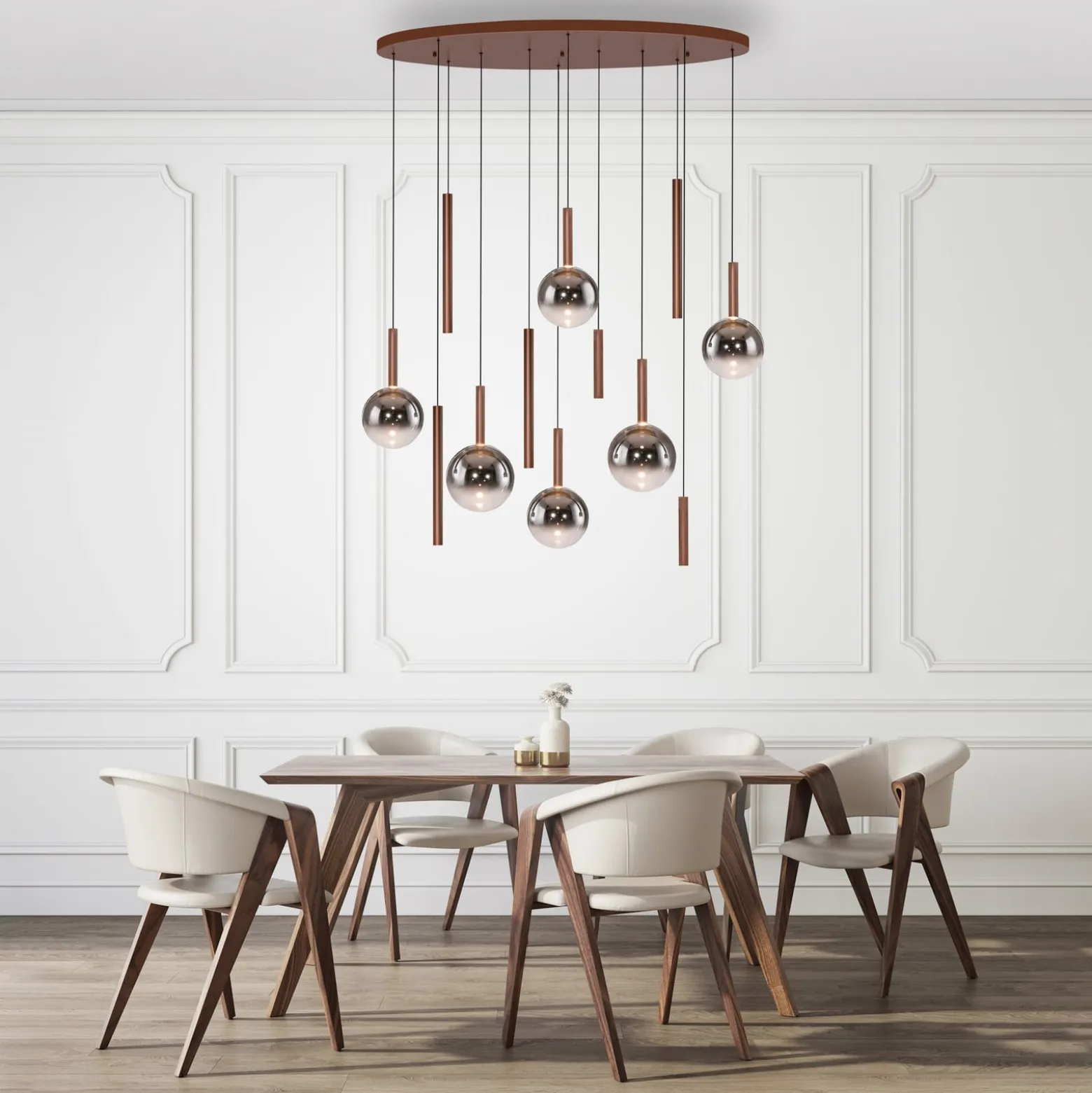 Paul Neuhaus LED-riippuvalaisin Bowl, Ø 120 cm, ruskea/harmaa