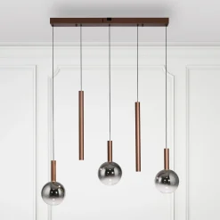 Paul Neuhaus LED-riippuvalaisin Bowl, pituus 100 cm, ruskea/harmaa