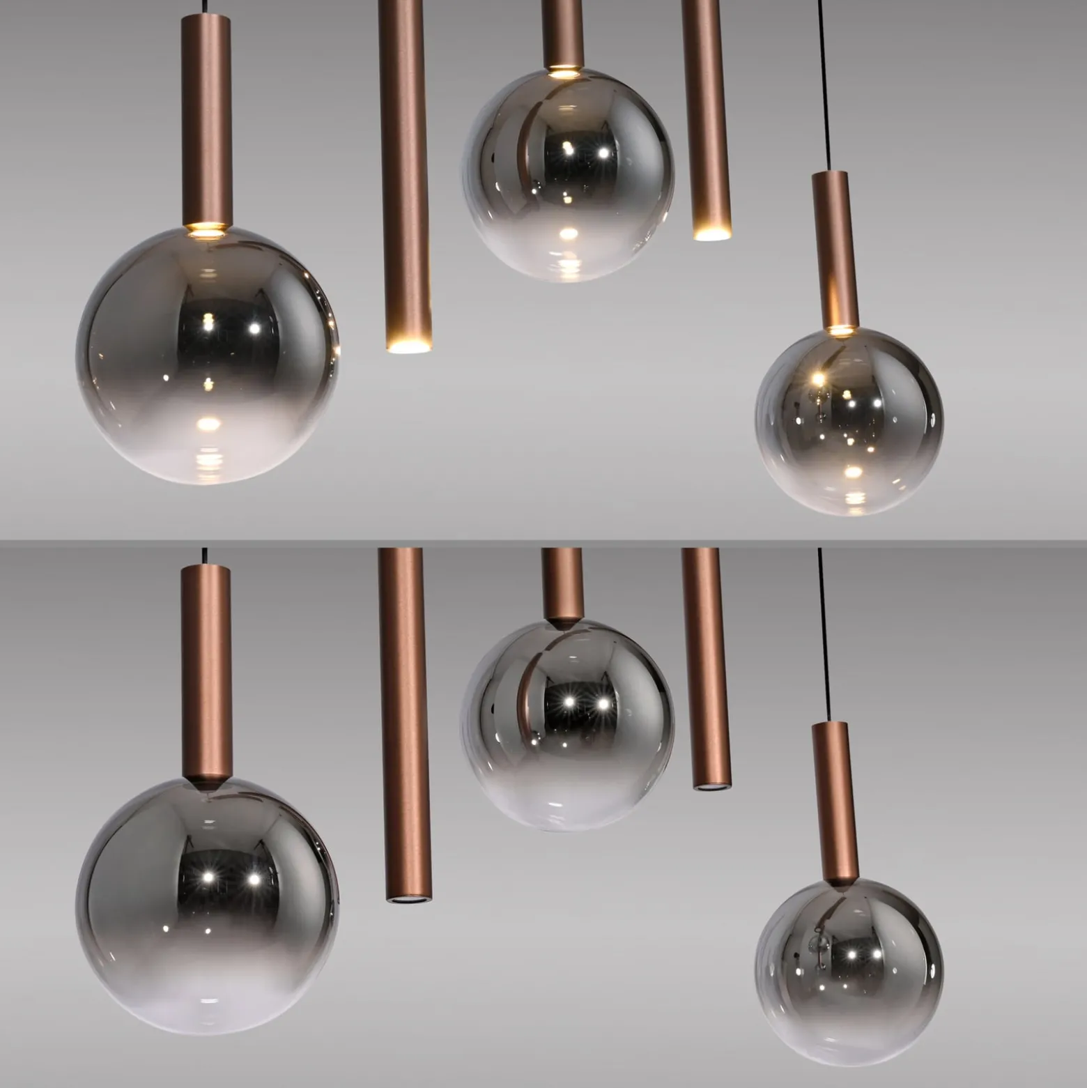 Paul Neuhaus LED-riippuvalaisin Bowl, pituus 100 cm, ruskea/harmaa