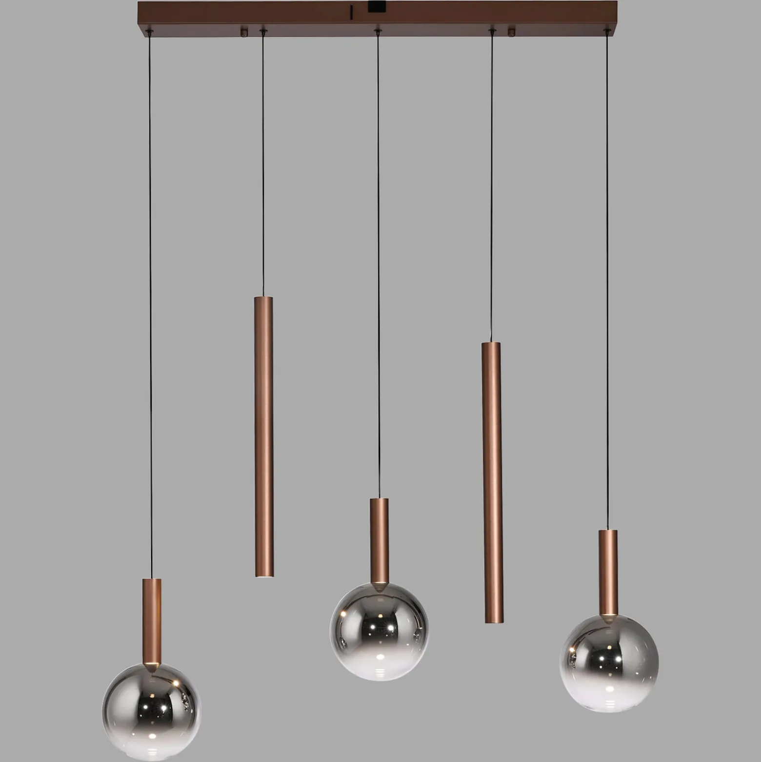 Paul Neuhaus LED-riippuvalaisin Bowl, pituus 100 cm, ruskea/harmaa