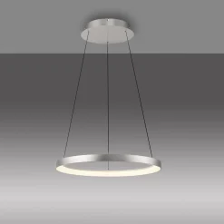 Paul Neuhaus LED-riippuvalaisin Hoop, alumiinin värinen, Ø 57cm, himmennettävä