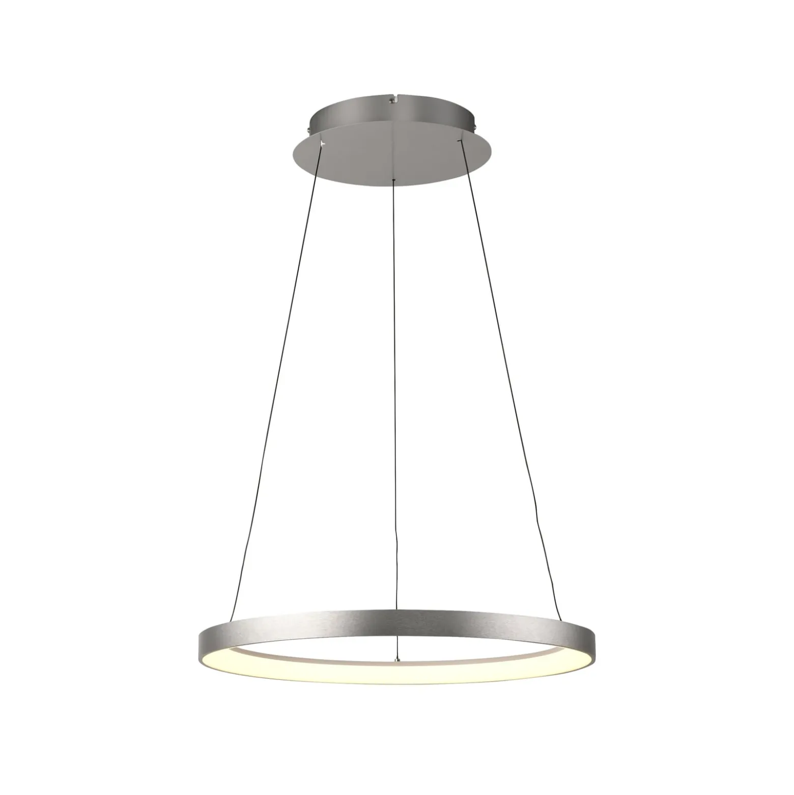 Paul Neuhaus LED-riippuvalaisin Hoop, alumiinin värinen, Ø 57cm, himmennettävä
