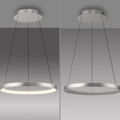 Paul Neuhaus LED-riippuvalaisin Hoop, alumiinin värinen, Ø 57cm, himmennettävä