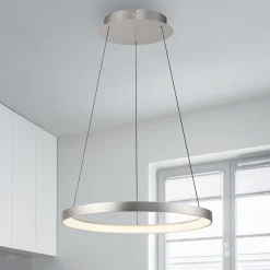 Paul Neuhaus LED-riippuvalaisin Hoop, alumiinin värinen, Ø 57cm, himmennettävä