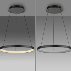 Paul Neuhaus LED-riippuvalaisin Hoop, musta, Ø 57 cm, himmennettävä
